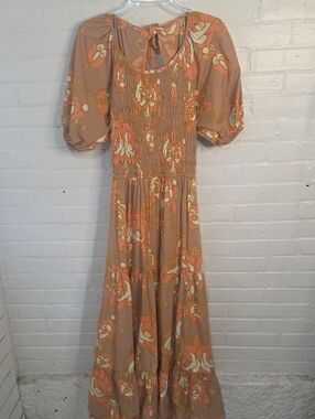 Cleobella Peach & Cream Floral Maxi Dress